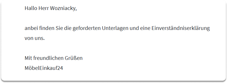 Keinerlei Fehler nach den neuen Einträgen zu "Wozniacky" und "MöbelEinkauf24".