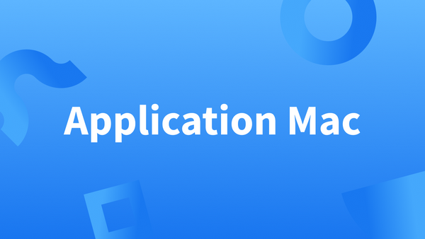 Titre « Application Mac » sur fond bleu.