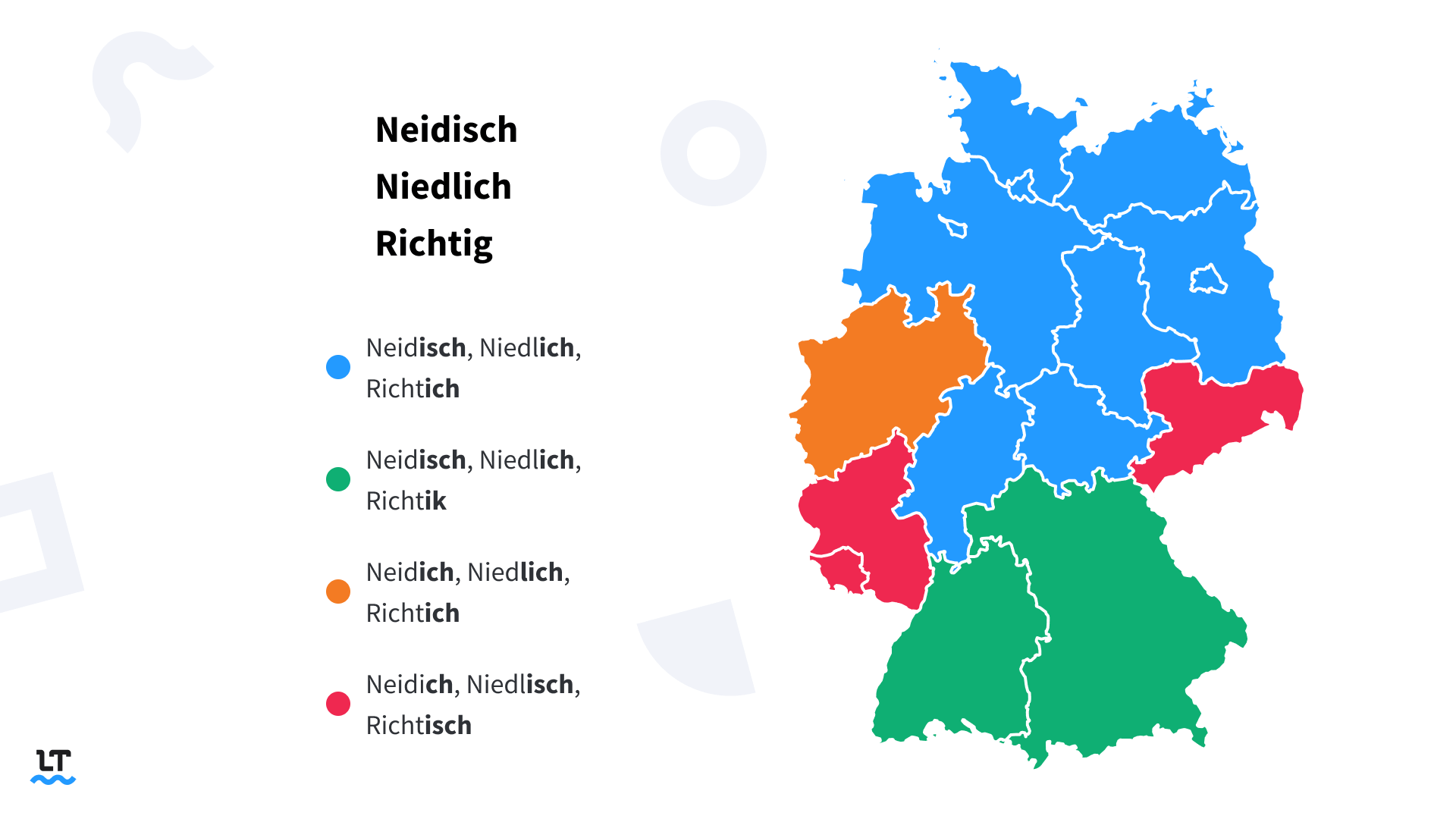 DIe Unterscheidung der Adjektivendungen ist mancherorts nicht zu hören.