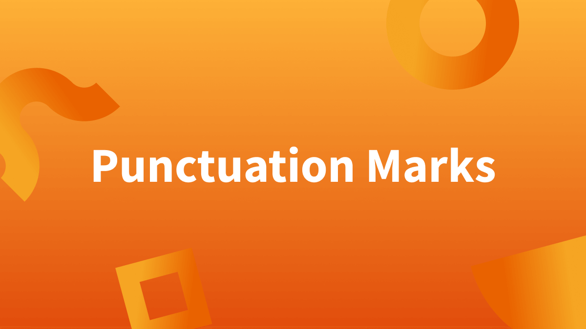 White text over orange background reads "punctuation marks." (Punctuation meaning, correct punctuation)