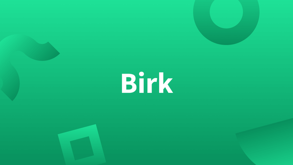 Titre « Birk » sur fond vert