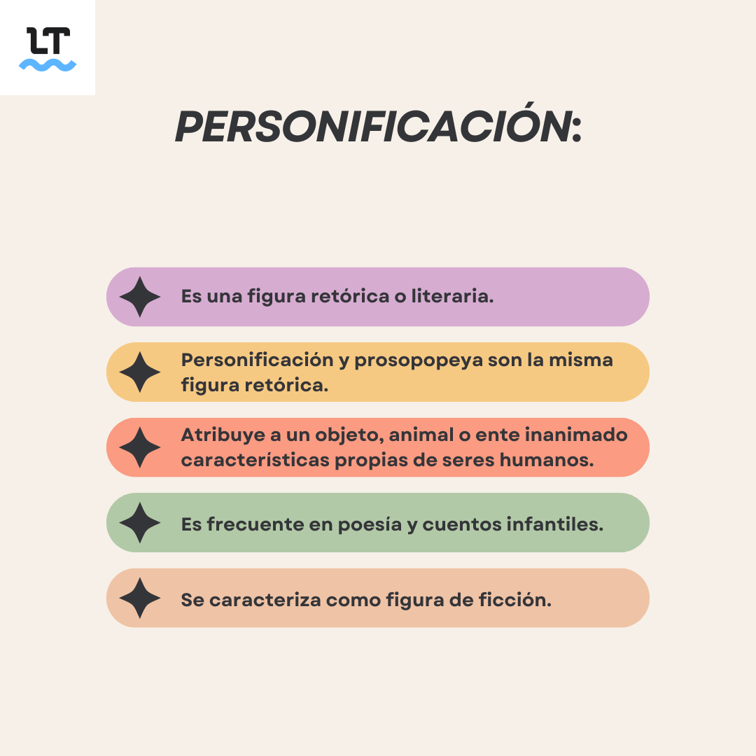 Características de la personificacióno como figura retórica.