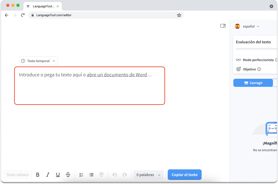 Puedes subir un archivo completo a LanguageTool para su corrección.