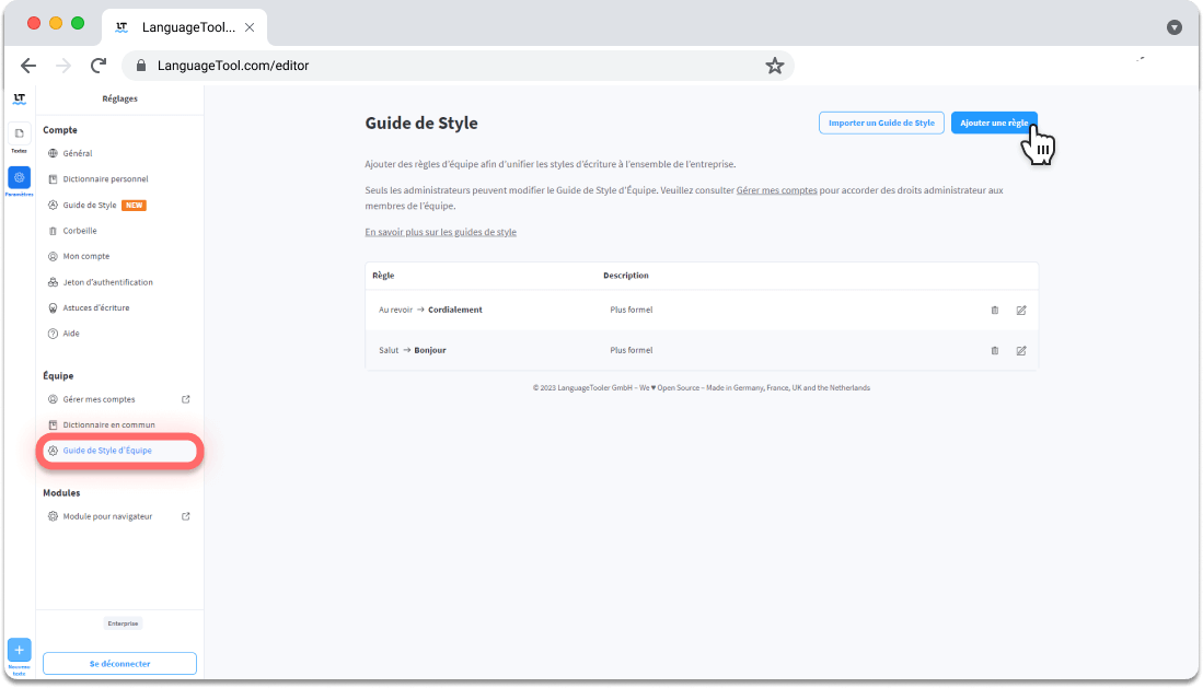 Création des règles dans le Guide de Style du correcteur LanguageTool