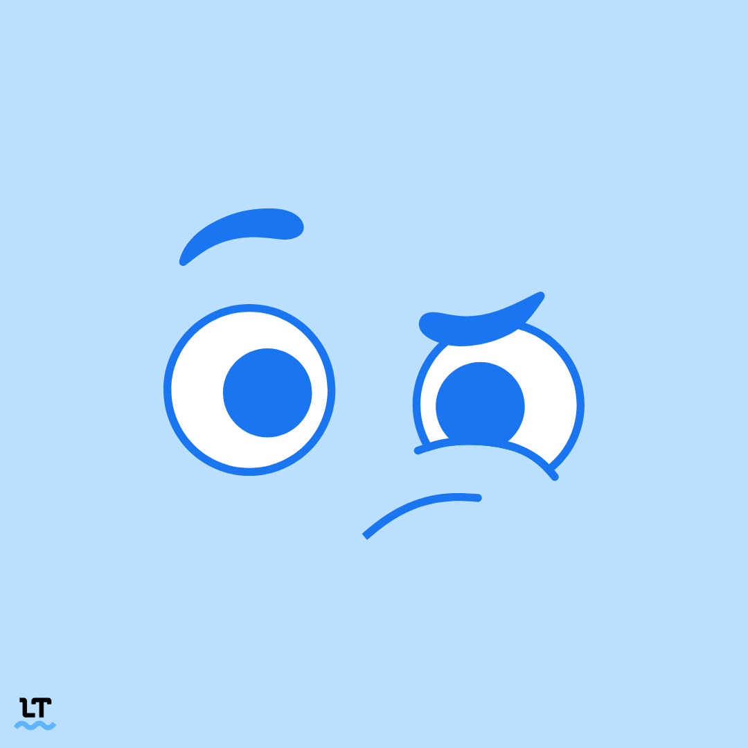 Image shows a cartoon-style confused face.