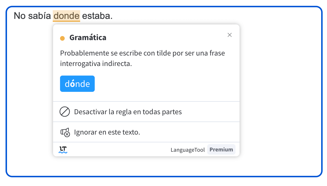 Corrección gramatical hecha por LanguageTool