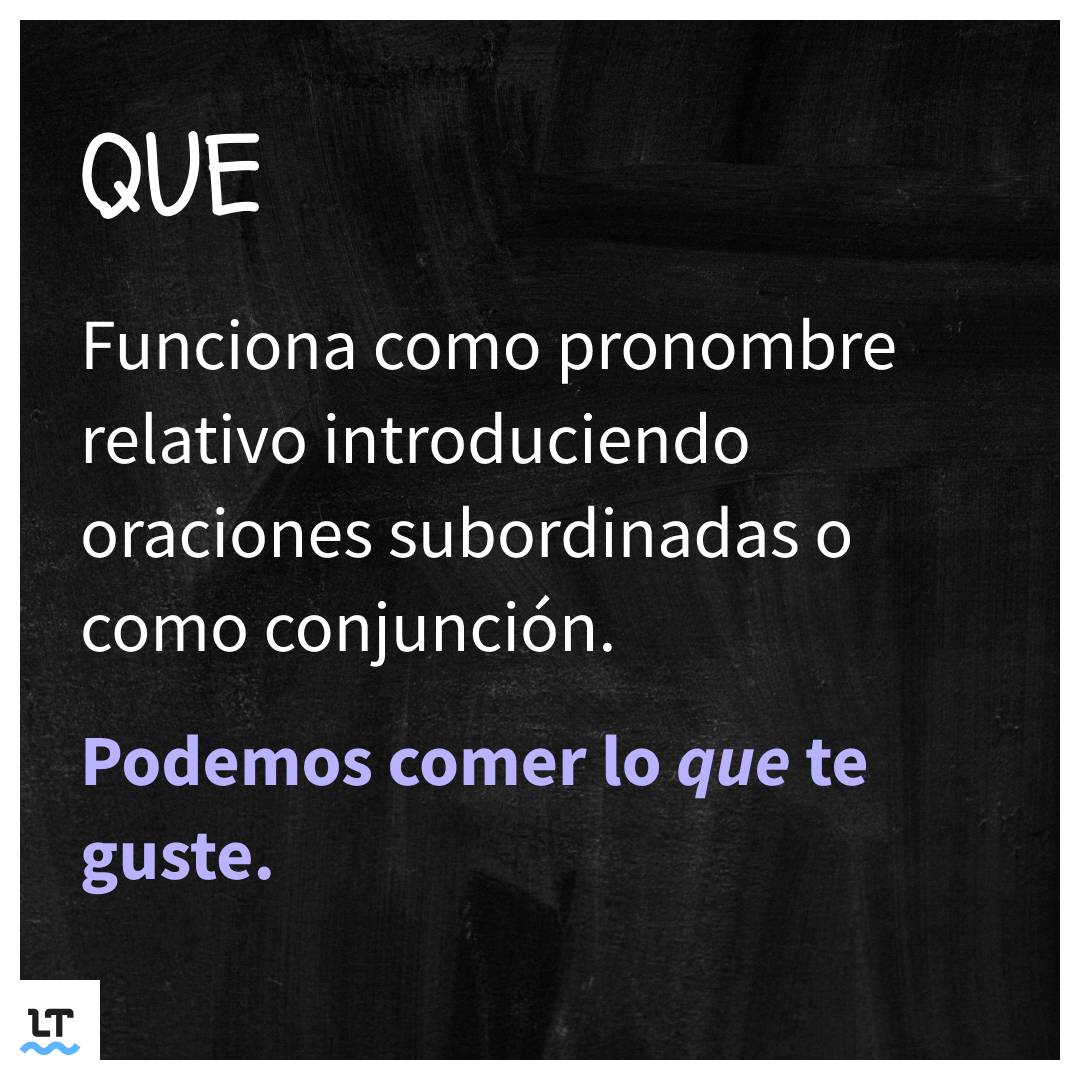 Reglas ortográficas de que sin tilde.