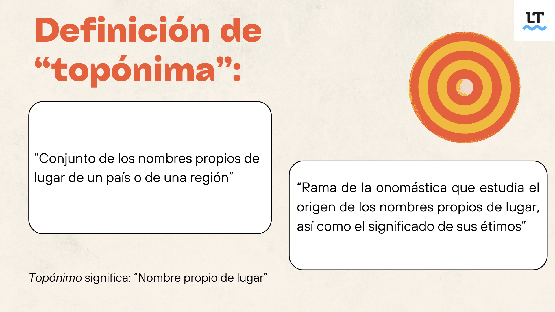 Ejemplos de topónimos en español en España y Latinoamérica.