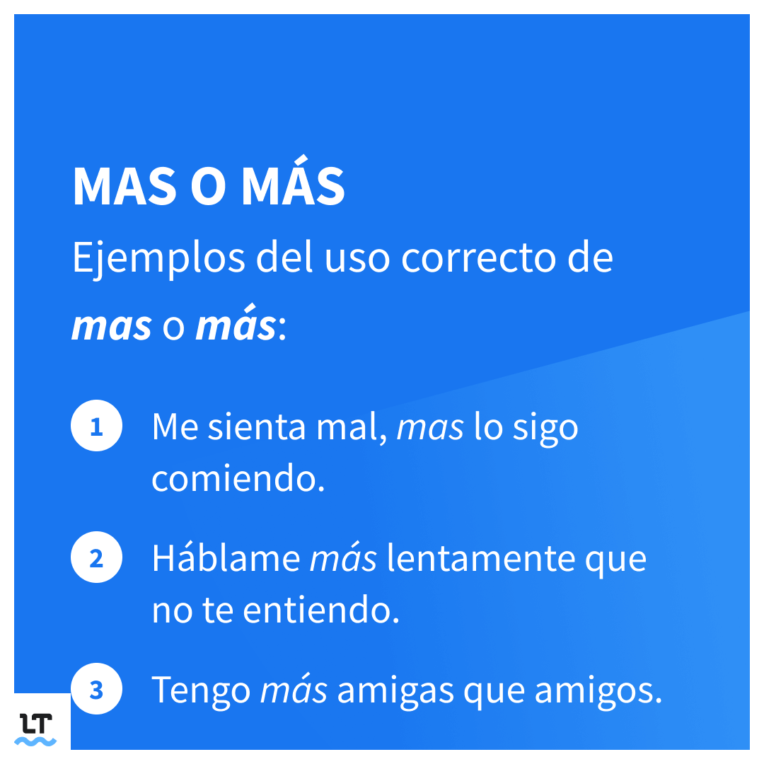 Diferencias entre mas sin tilde o más con tilde.