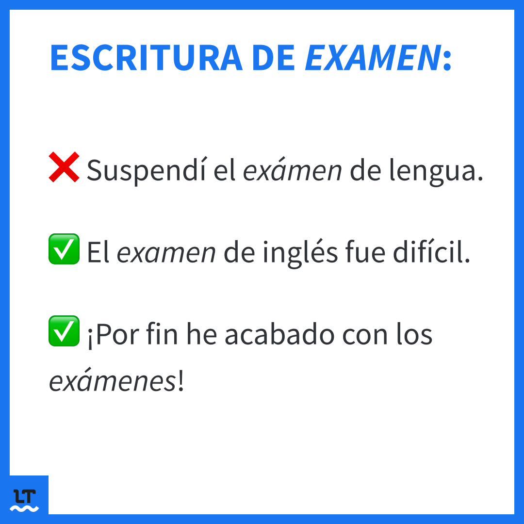 Ejemplos de oraciones con examen y no exámen.