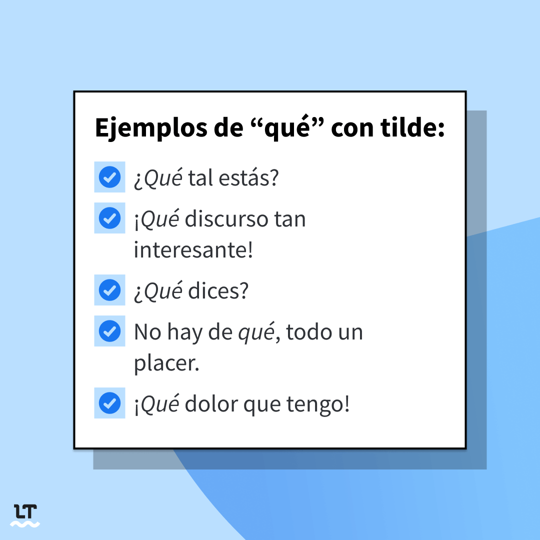 Cuándo se usa qué con tilde.