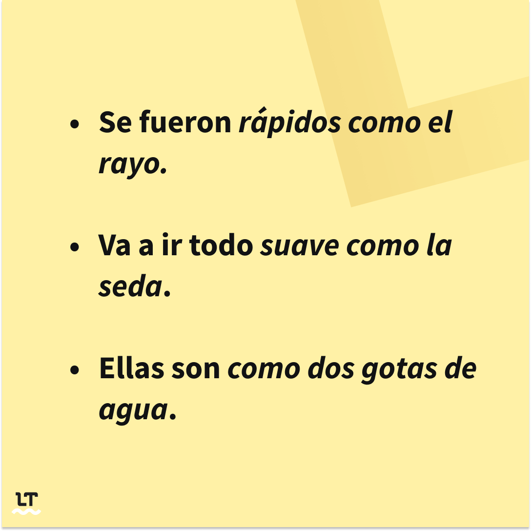 Ejemplos de oraciones con símil o comparación.