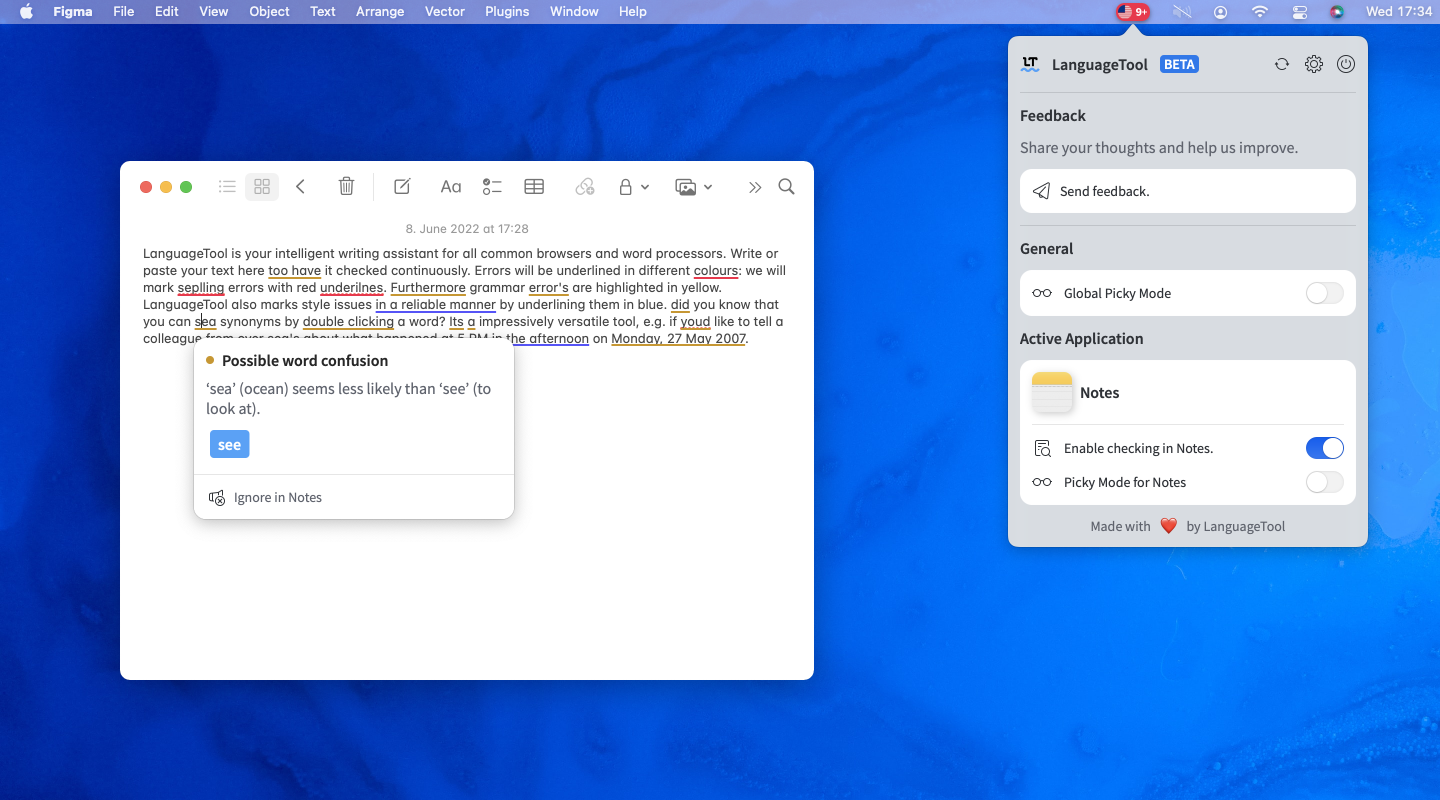 Want flawless writing? Try LanguageTool's new macOS app. (Free spell checker, free grammar checker, free style checker for Microsoft Word and more).