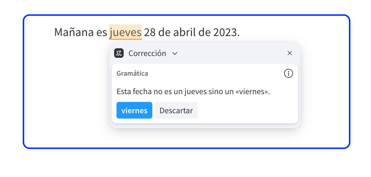 Errores en el formato de las fechas detectado por LanguageTool.