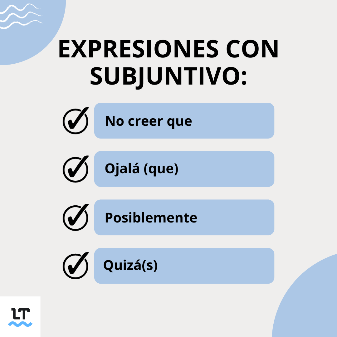 Expresiones con modo subjuntivo.