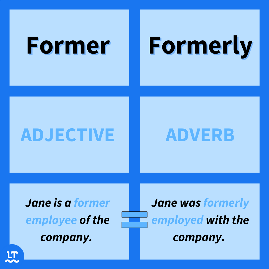 Former and formerly are different parts of speech. 