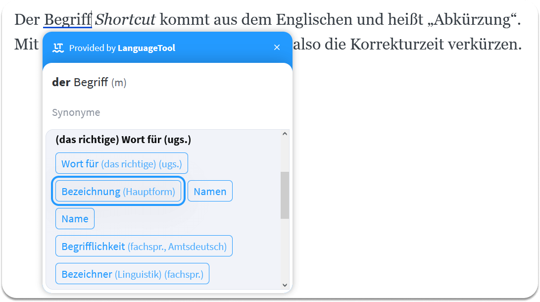 "Begriff" kann durch die Synonymfunktion von LanguageTool durch "Wort" oder "Bezeichnung" ausgetauscht werden.