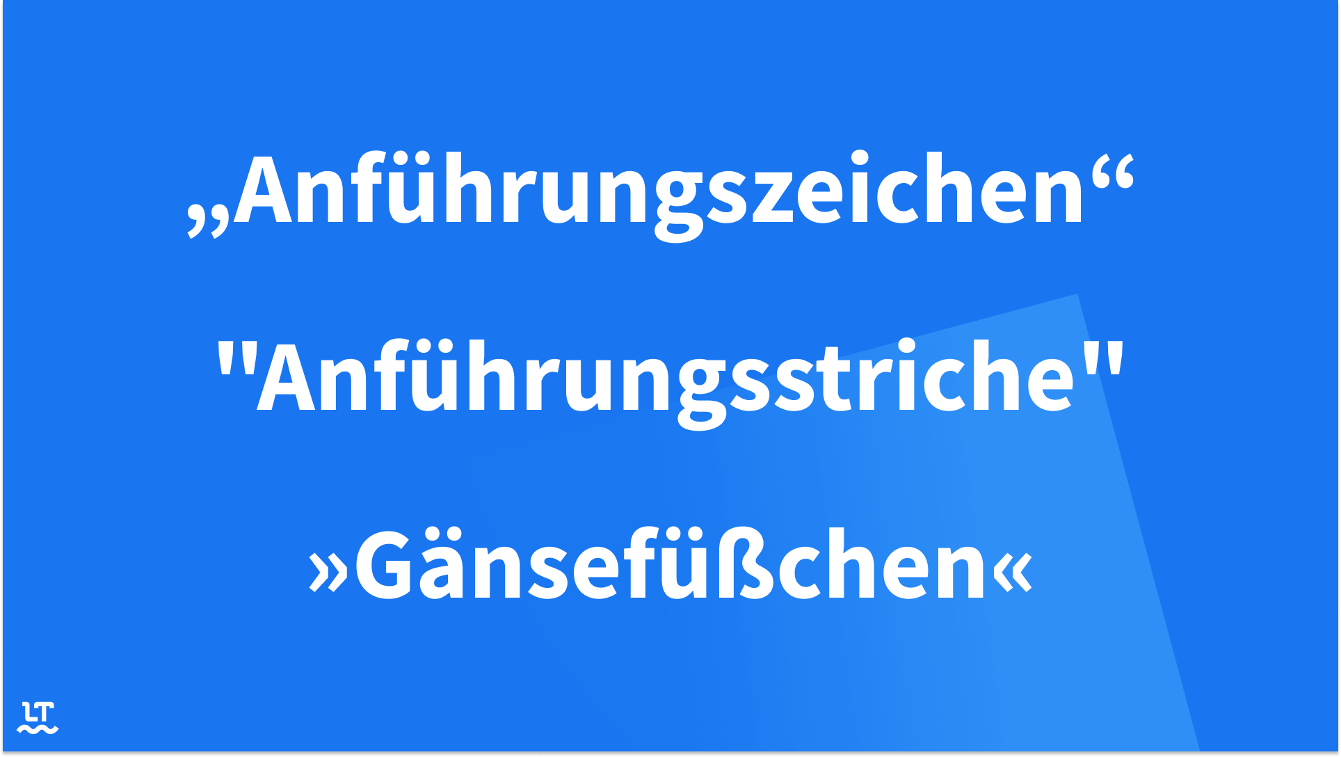 Geschwungene und gerade Anführungsstriche sowie die deutschen Spitzzeichen.