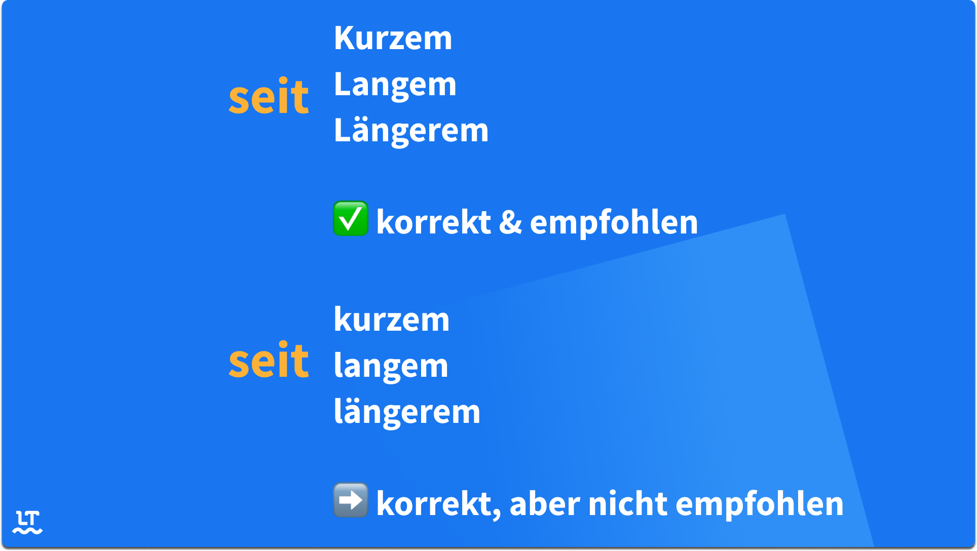 seit Kurzem / Langem / Längerem mit empfohlener Großschreibung