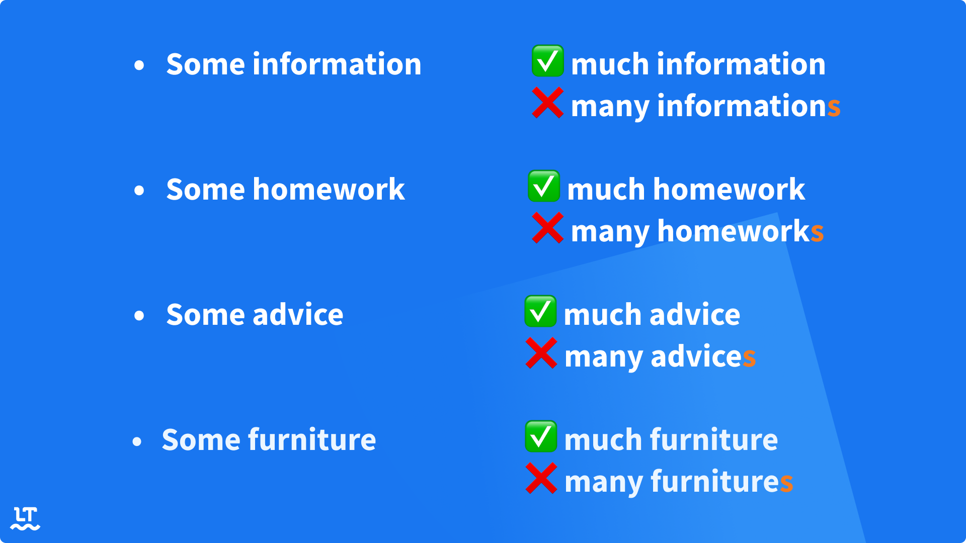 We hope you now understand the difference between much and many. 