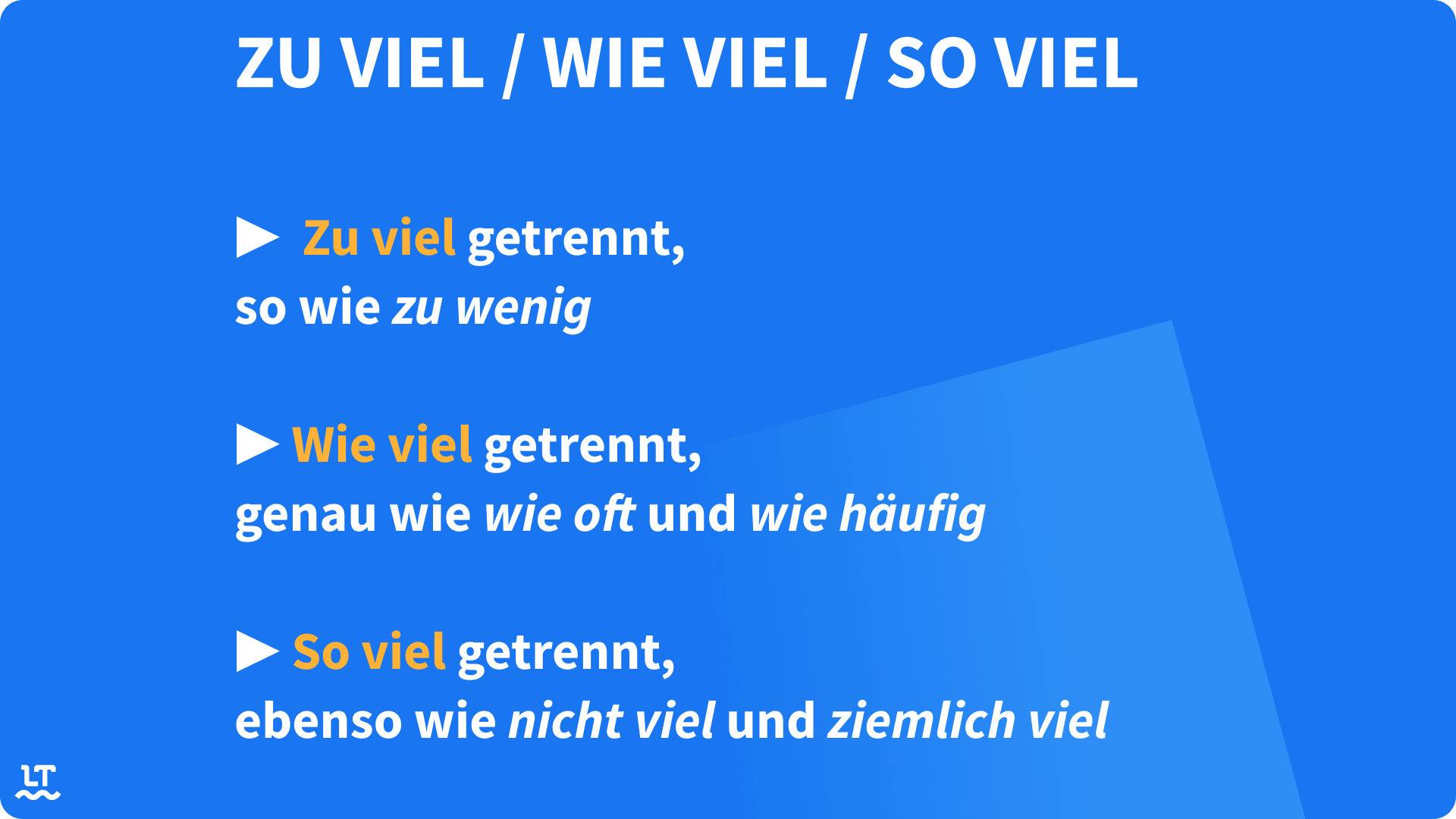 "Zu viel", "wie viel" und "so viel" werden alle getrennt geschrieben.