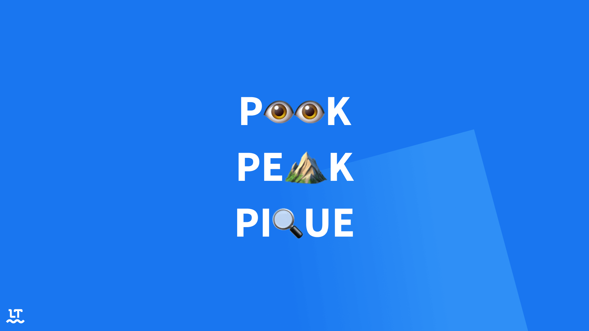 Know the difference between “peak”, “peek”, and “pique”.