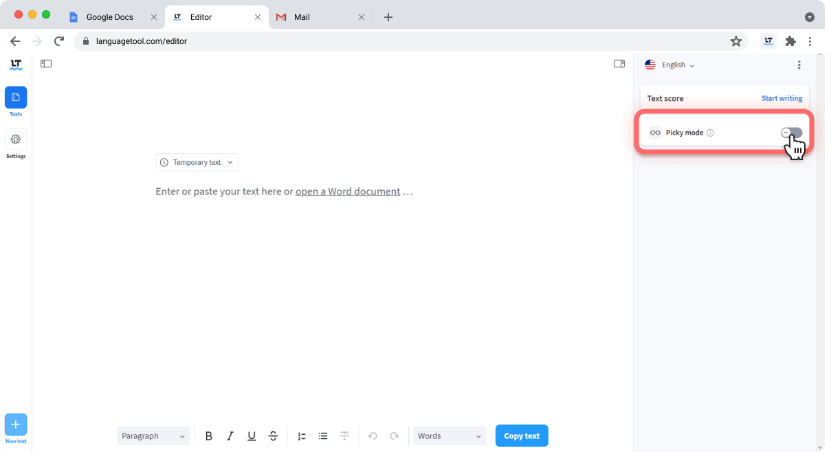 Also, you can activate and deactivate picky mode in your editor. 