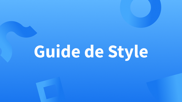 Titre « Guide de style » sur fond bleu.