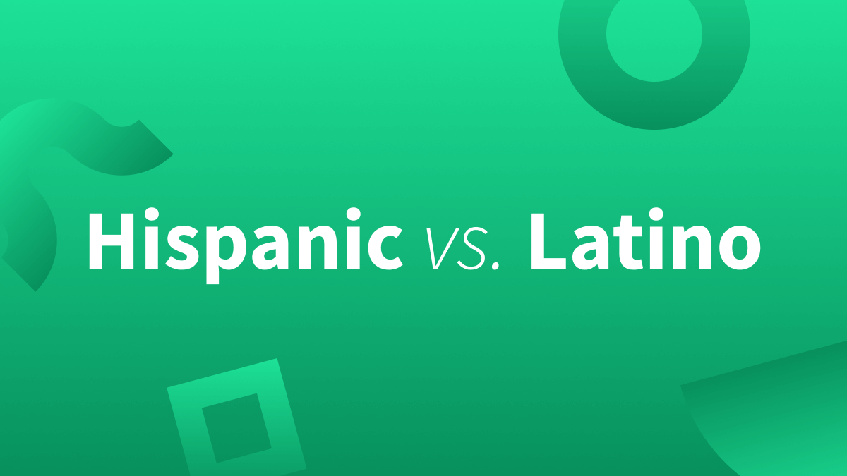 White text over green background read "Hispanic vs Latino."