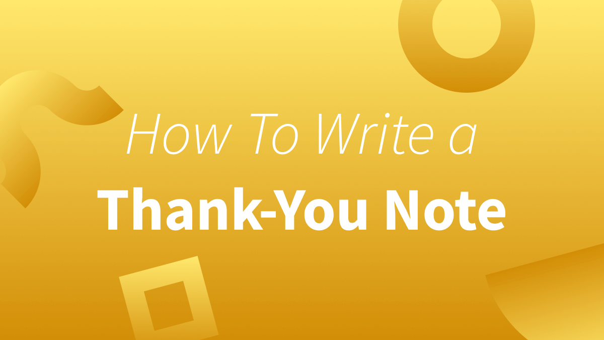 White text over yellow background reads "How To Write a Thank-You Note"