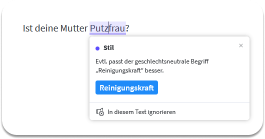 Screenshot 4: Reinigungskraft statt Putzfrau