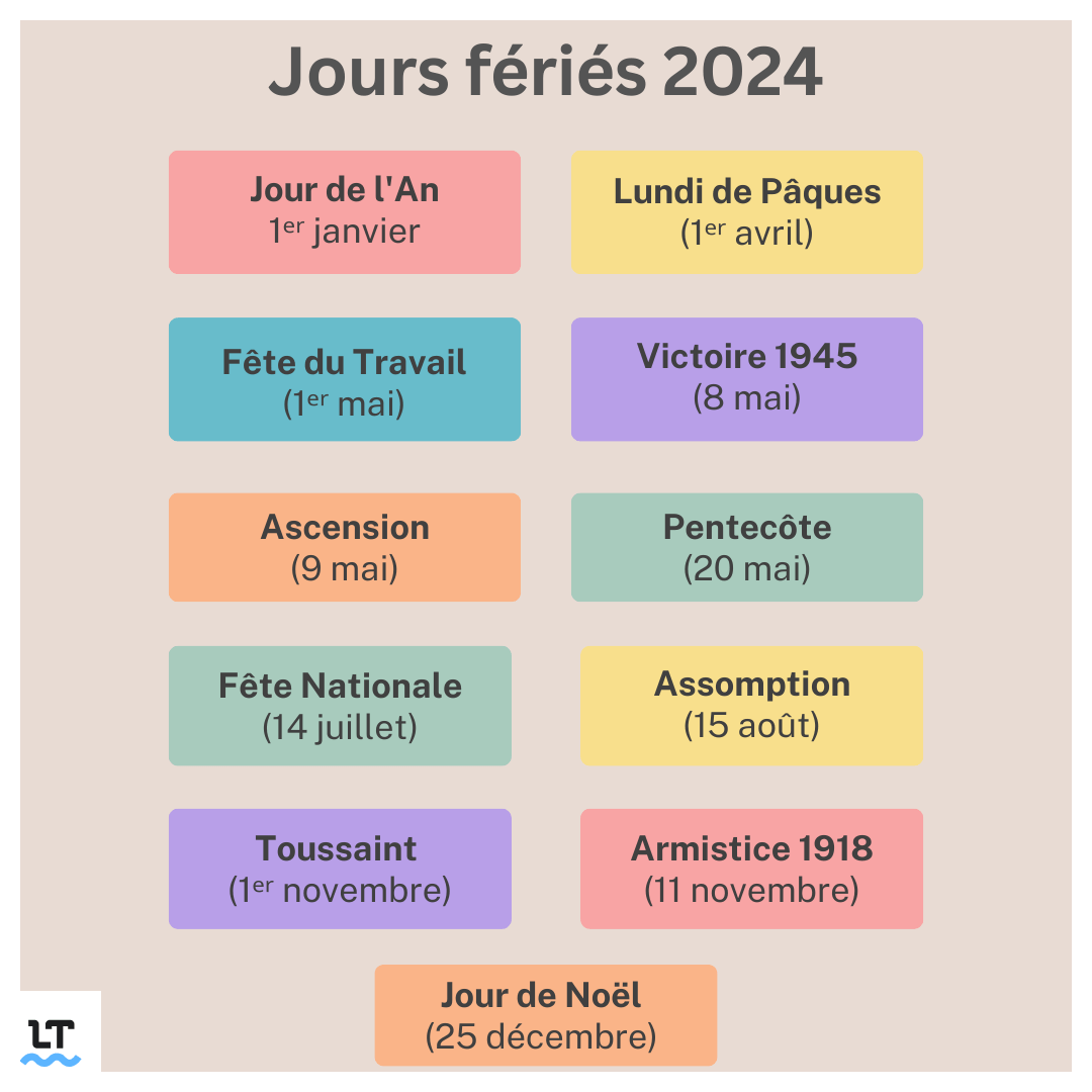 Calendrier des jours fériés 2024 en France