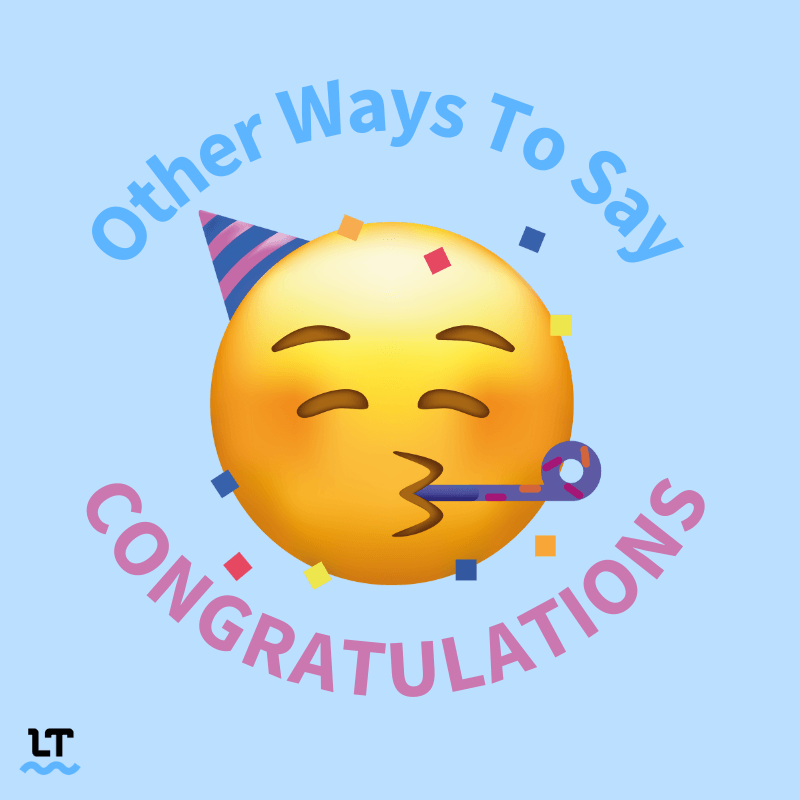 Circular text around party emoji reads "Other ways to say congratulations." 