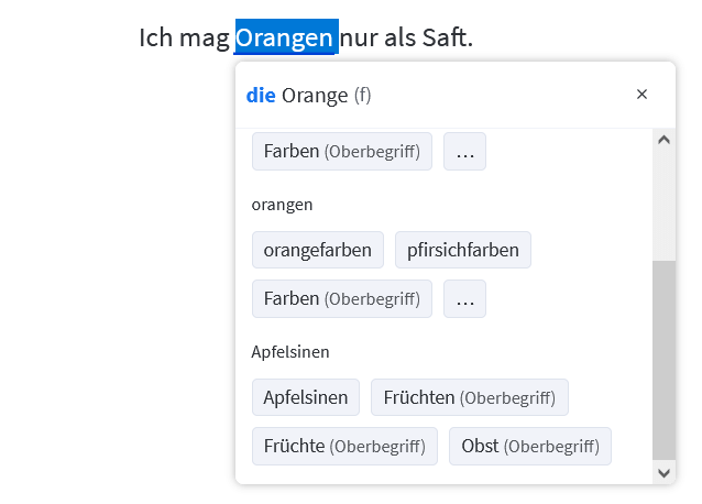 Orange kann als Farbadjektive sowie als Nomen gebaucht werden. Beide Möglichkeiten haben unterschiedliche Synonyme. 