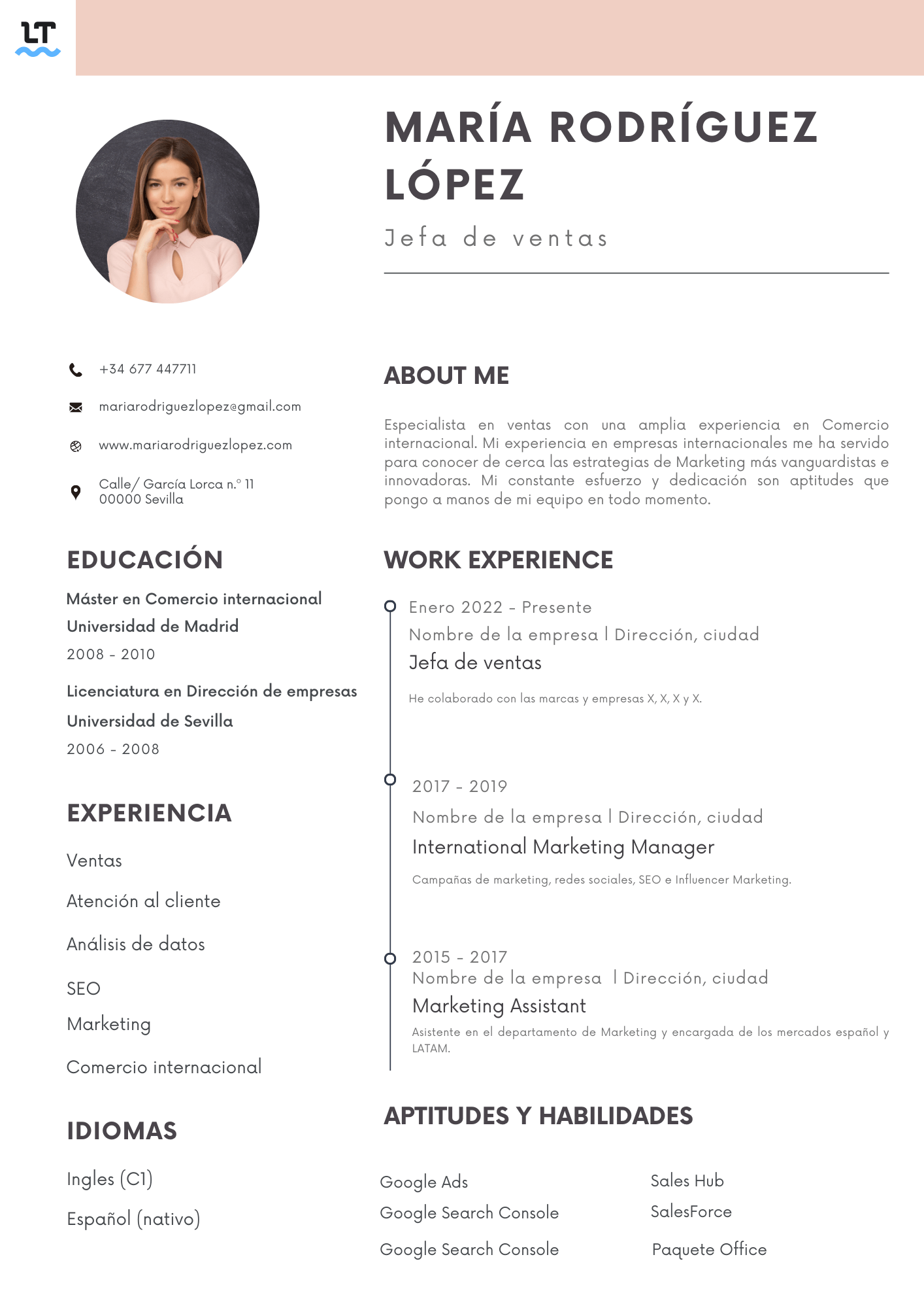 Ejemplo de un CV.