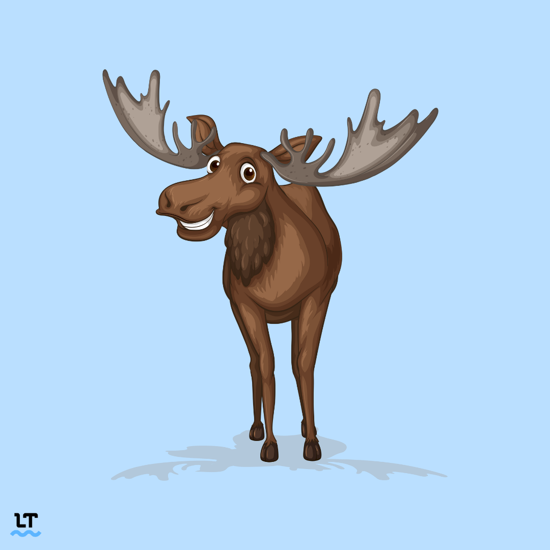 Graphic shows a cartoon moose. 