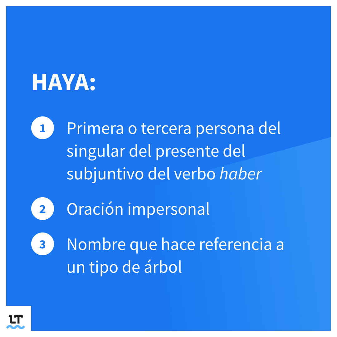 Usos y ejemplos de la palabra haya.