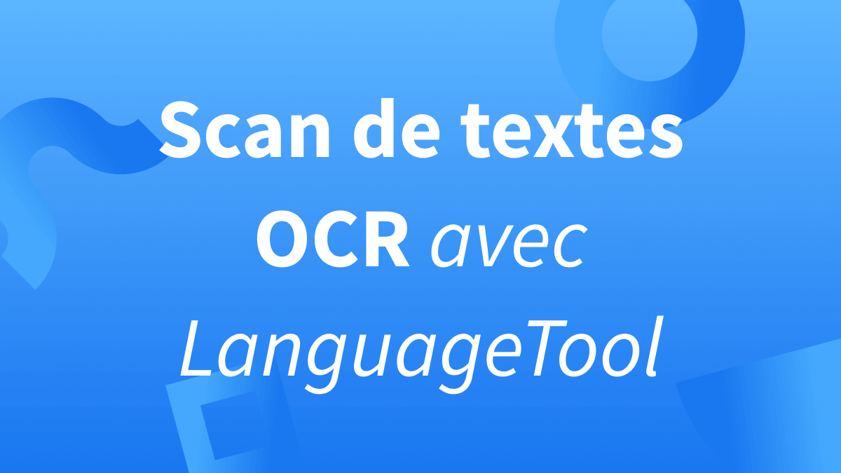 Titre scan de textes OCR avec LanguageTool sur fond bleu