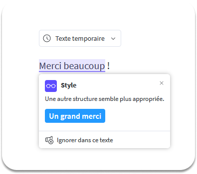 Capture d’écran d'un amélioration stylistique de LanguageTool