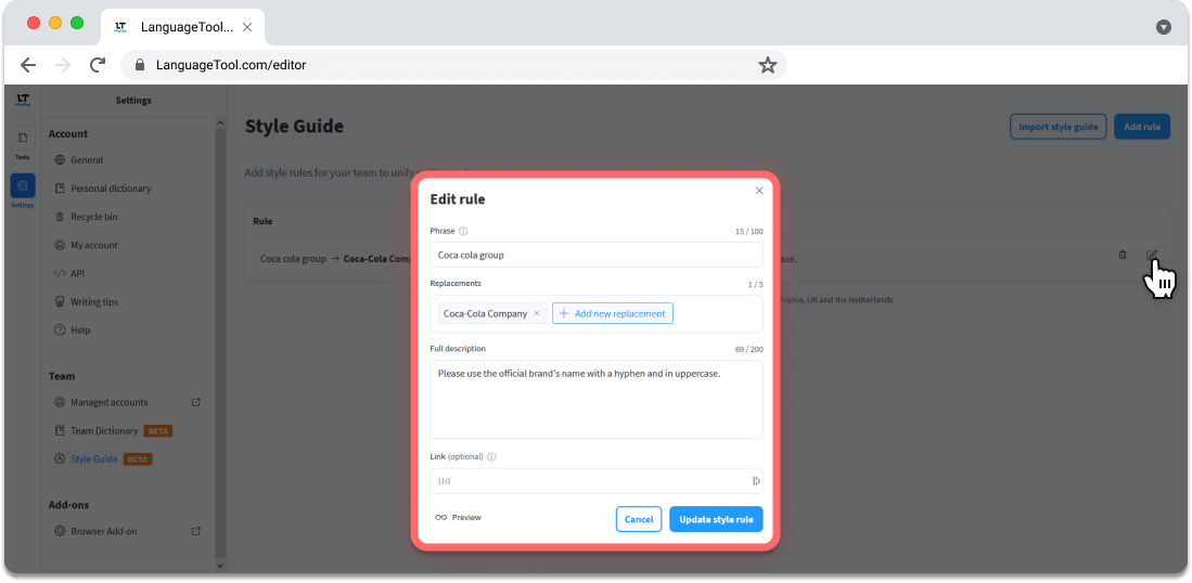 Whether big or small, LanguageTool’s Style Guide helps your team avoid costly mistakes.