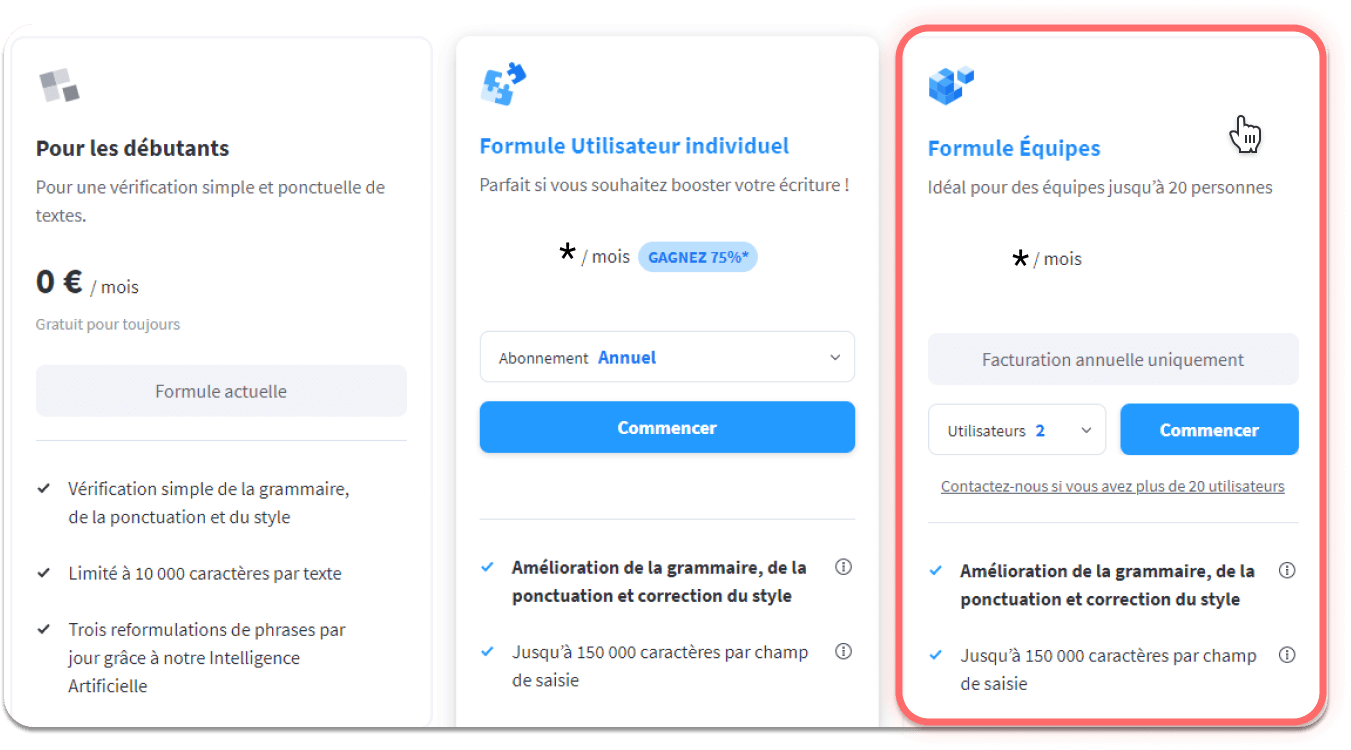 Tarifs du correcteur d’orthographe et de grammaire LanguageTool