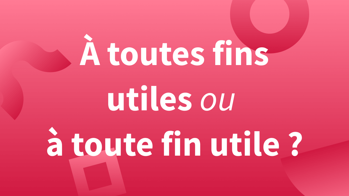 « À toute fin utile » ou « à toutes fins utiles » ? Comment l’écrire en français ?