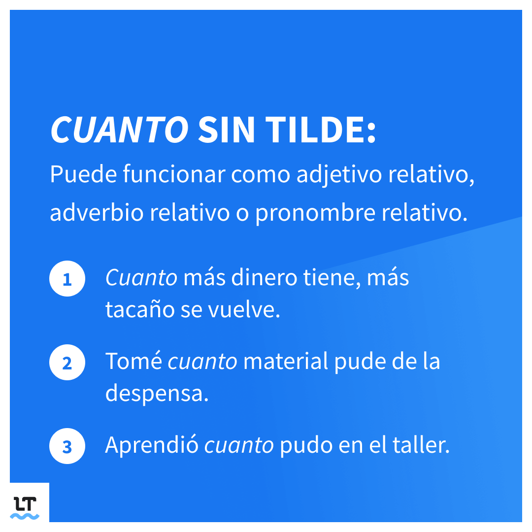 Cuándo se escribe cuanto sin tilde.